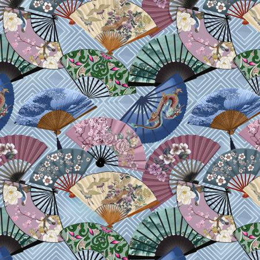 Japanese Elegance Fans with Flowers 10401-X Cotton Quilting Fabric Japanese Elegance Fans with Flowers 10401-X Cotton Quilting Fabric