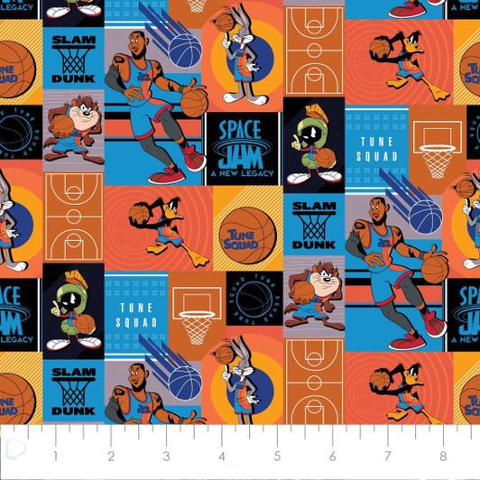 Space Jam Slam Dunk Multi 23550103-1 Cotton Quilting Fabric Space Jam Slam Dunk Multi 23550103-1 Cotton Quilting Fabric