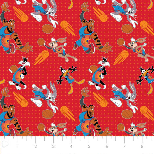 Space Jam Players Red 23550109-3 Cotton Quilting Fabric Space Jam Players Red 23550109-3 Cotton Quilting Fabric