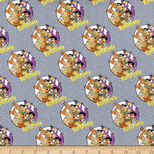 Flintstones Stone Age Family Grey 24060001-3 Cotton Quilting Fabric Flintstones Stone Age Family Grey 24060001-3 Cotton Quilting Fabric