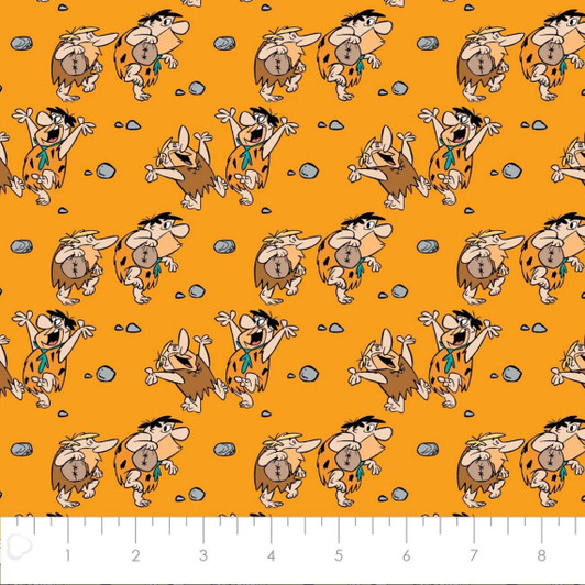 Flintstones Fred and Barney Orange 24060214-1 Cotton Quilting Fabric Flintstones Fred and Barney Orange 24060214-1 Cotton Quilting Fabric