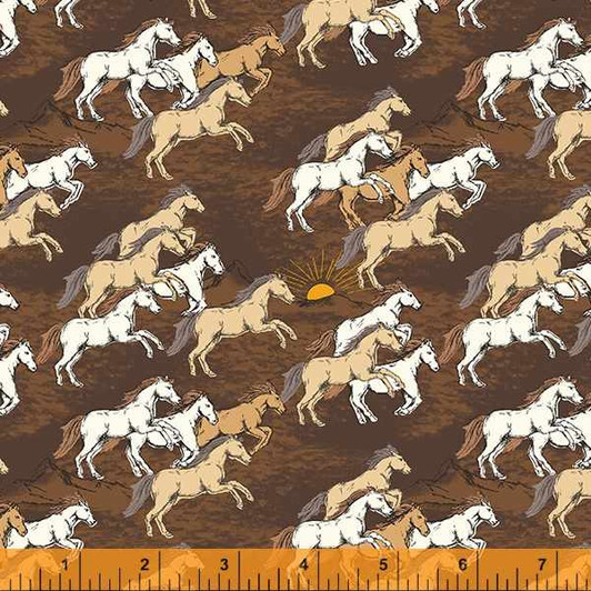 Sundance Cowboy Leaping Horses Dark Brown 53109-2 Cotton Quilting Fabric Sundance Cowboy Leaping Horses Dark Brown 53109-2 Cotton Quilting Fabric