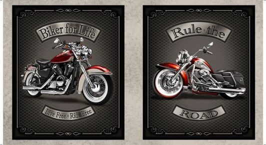 Ride Free Motorcycles 28771-K Cotton Quilting Fabric Panel Ride Free Motorcycles 28771-K Cotton Quilting Fabric Panel