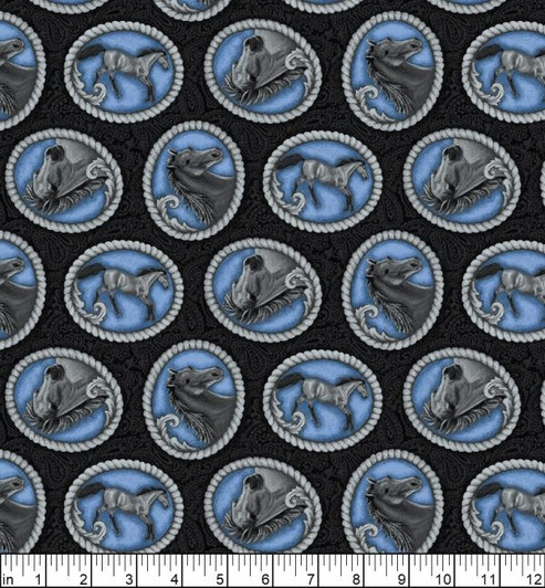 Horse Whisperer Horse Buckles Tossed 5680S-97 Cotton Quilting Fabric