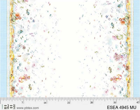 Enchanted Seas Mermaid Double Border ESEA04945-MU Cotton Quilting Fabric Enchanted Seas Mermaid Double Border ESEA04945-MU Cotton Quilting Fabric