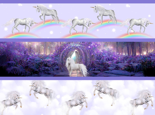 Unicorns Rainbows Forests Milvale Stripe 2095C Cotton quilting Fabric Unicorns Rainbows Forests Milvale Stripe 2095C Cotton quilting Fabric