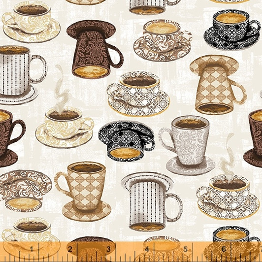 Coffee Connoisseur Mug Collection Cream 53063-1 Cotton Quilting Fabric Coffee Connoisseur Mug Collection Cream 53063-1 Cotton Quilting Fabric