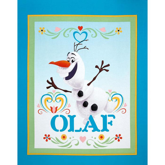 Disney Frozen Dancing Olaf Turquoise Cotton Quilting Fabric Panel Disney Frozen Dancing Olaf Turquoise Cotton Quilting Fabric Panel