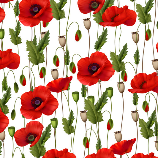 ANZAC Remembering II Poppies White Background 3095D Cotton Quilting Fabric ANZAC Remembering II Poppies White Background 3095D Cotton Quilting Fabric