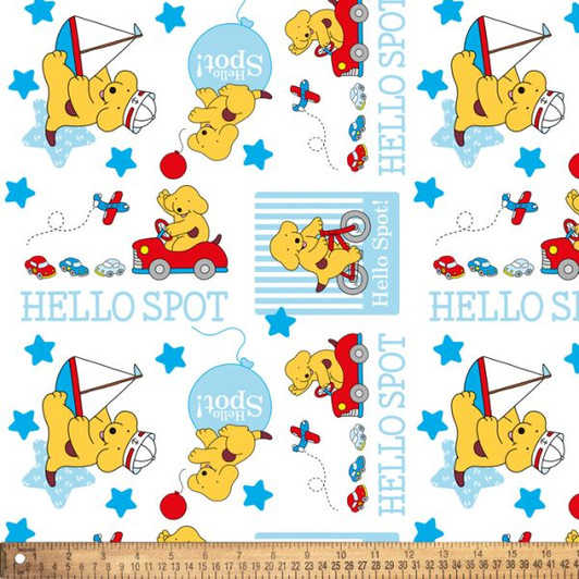Spot the Dog Hello Spot Playing White SP10081C1 Cotton Quilting Fabric Spot the Dog Hello Spot Playing White SP10081C1 Cotton Quilting Fabric