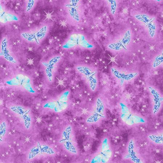 Mystic Moon Butterflies Moths Orchid Silver Metallic Highlights SRKM2163619 Cotton Quilting Fabric Mystic Moon Butterflies Moths Orchid Silver Metallic Highlights SRKM2163619 Cotton Quilting Fabric