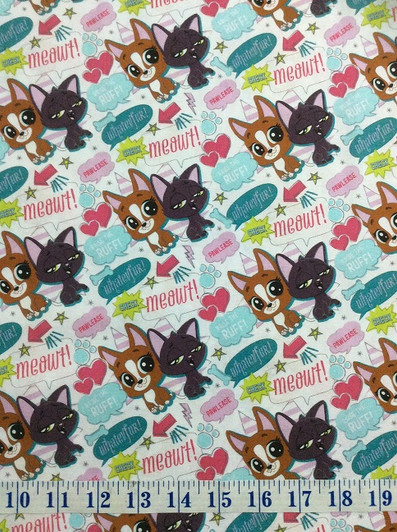 Littlest Pet Shop Quotes Cotton Quilting Fabric 1/2 YARD