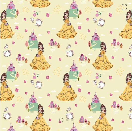 Disney Belle Heart of a Princess Yellow 85102106-3 Cotton Quilting Fabric Disney Belle Heart of a Princess Yellow 85102106-3 Cotton Quilting Fabric