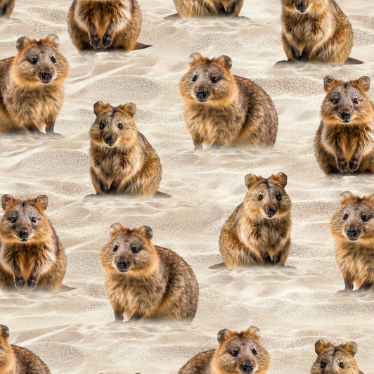 Australian Quokkas Coastal Beach Sand 3046G Cotton Quilting Fabric