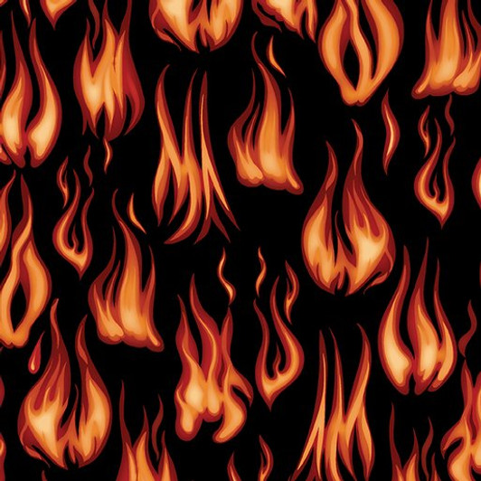 Chillin and Grillin Hot Hot Hot Flames Black 14351-12 Cotton Quilting Fabric