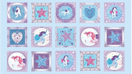 Unicorn Kisses Unicorns Stars Hearts Blocks Cotton Quilting Fabric Panel Unicorn Kisses Unicorns Stars Hearts Blocks Cotton Quilting Fabric Panel