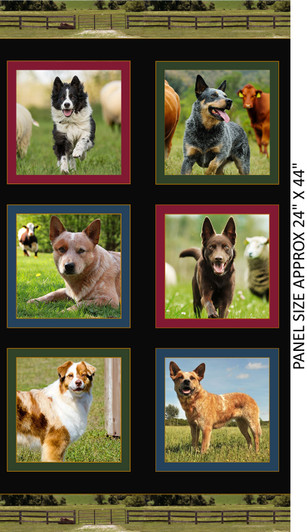 Merino Muster II Working Farm Dogs 3094A Cotton Quilting Fabric Panel Merino Muster II Working Farm Dogs 3094A Cotton Quilting Fabric Panel