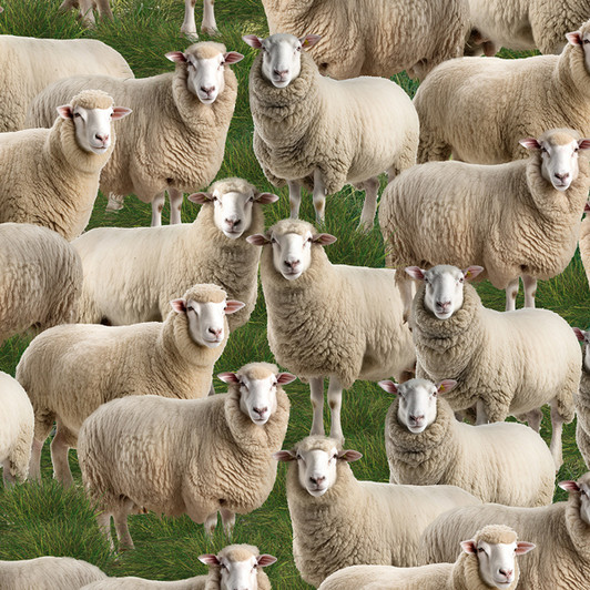 Merino Muster II Sheep Grass Background 3094H Cotton Quilting Fabric Merino Muster II Sheep Grass Background 3094H Cotton Quilting Fabric