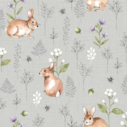 Woodland Rabbits Grey 81220/101 Cotton Quilting Fabric Woodland Rabbits Grey 81220/101 Cotton Quilting Fabric