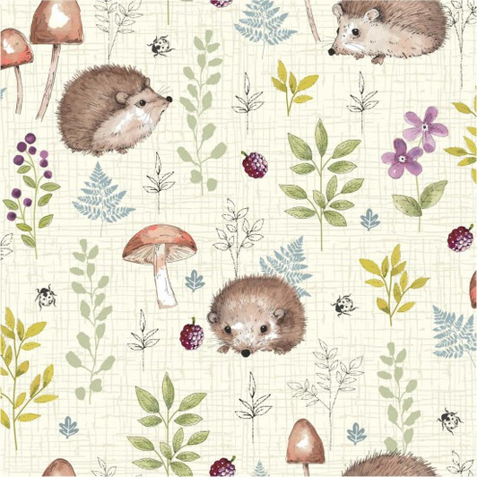 Woodland Hedgehogs Flowers Cream 81220/103 Cotton Quilting Fabric Woodland Hedgehogs Flowers Cream 81220/103 Cotton Quilting Fabric