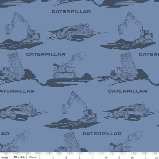 Vintage Caterpillar Main Blue C13840R-BLUE Cotton Quilting Fabric Vintage Caterpillar Main Blue C13840R-BLUE Cotton Quilting Fabric