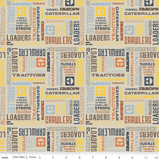 Vintage Caterpillar Text Sand C13842R-SAND Cotton Quilting Fabric Vintage Caterpillar Text Sand C13842R-SAND Cotton Quilting Fabric