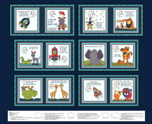Little Reader Moon and Back 7151P-077 Cotton Quilting Fabric Book Panel