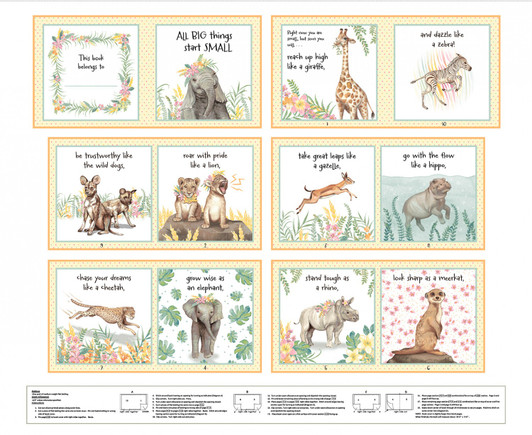 All Big Things Start Small Baby Animals Multi 7325PS-44 Cotton Quilting Fabric Book Panel