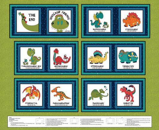 Little Reader Dinosaurs 8560P-066 Cotton Quilting Fabric Book Panel Little Reader Dinosaurs 8560P-066 Cotton Quilting Fabric Book Panel