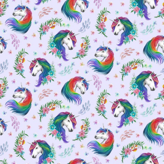 Enchanted Unicorn Heads Lilac 81460/103 Cotton Quilting Fabric Enchanted Unicorn Heads Lilac 81460/103 Cotton Quilting Fabric