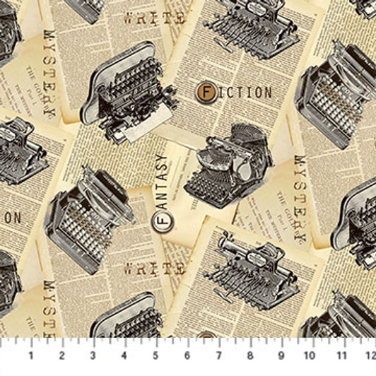 Cat Tales Typewriters Beige 24528-12 Cotton Quilting Fabric Cat Tales Typewriters Beige 24528-12 Cotton Quilting Fabric