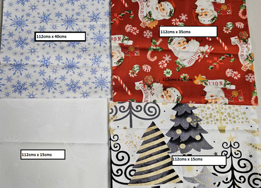 Assorted Christmas End of Bolt Pack 4 Piece EOBP-4 Cotton Quilting Fabric Assorted Christmas End of Bolt Pack 4 Piece EOBP-4 Cotton Quilting Fabric