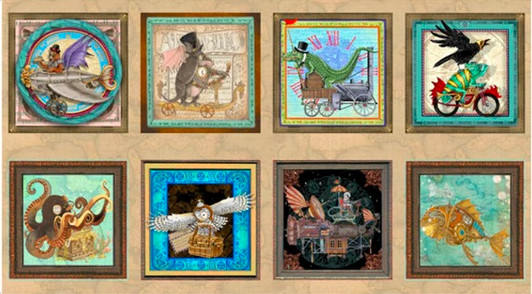 Fantasy & Fiction Steampunk Fantasy Transport 27550-X Cotton Quilting Fabric Panel