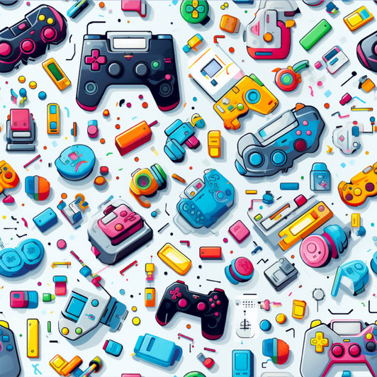 Gaming Video Game Gadgets Tossed White 4016A Cotton Quilting Fabric Gaming Video Game Gadgets Tossed White 4016A Cotton Quilting Fabric