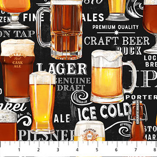 The Cave Beer Glasses on Chalk Board Black 24995-99 Cotton Quilting Fabric The Cave Beer Glasses on Chalk Board Black 24995-99 Cotton Quilting Fabric
