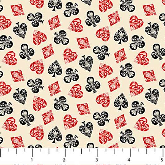 The Cave Card Suits Mini Multi Cream 25003-12 Cotton Quilting Fabric