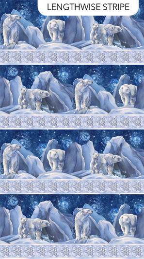 Polar Frost Polar Bear Border Stripe Dark Blue 24838-46 Cotton Quilting Fabric Polar Frost Polar Bear Border Stripe Dark Blue 24838-46 Cotton Quilting Fabric