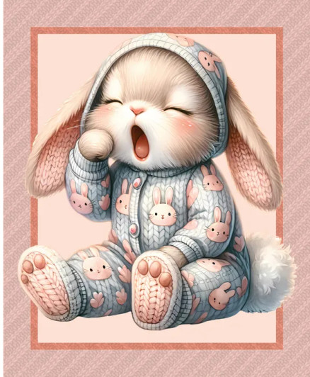 Bed Buds Sleepy Bunny DV6608 Cotton Quilting Fabric Panel Bed Buds Sleepy Bunny DV6608 Cotton Quilting Fabric Panel