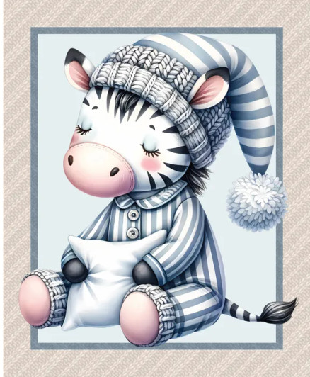 Bed Buds Sleepy Baby Zebra DV6611 Cotton Quilting Fabric Panel Bed Buds Sleepy Baby Zebra DV6611 Cotton Quilting Fabric Panel