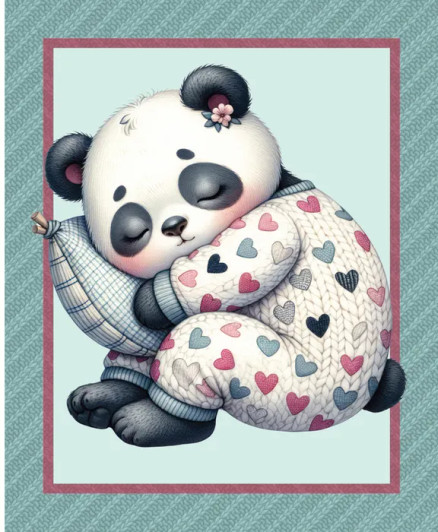 Bed Buds Sleepy Baby Panda DV6612 Cotton Quilting Fabric Panel Bed Buds Sleepy Baby Panda DV6612 Cotton Quilting Fabric Panel