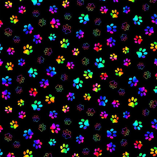 Wildcat Cat Pawprints Rainbow CAT-CD3035 Cotton Quilting Fabric Wildcat Cat Pawprints Rainbow CAT-CD3035 Cotton Quilting Fabric