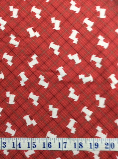 Scotty Dog Silver Metallic Collar Red Background Celtic Reflections Cotton Quilting Fabric 1/2 YARD Scotty Dog Silver Metallic Collar Red Background Celtic Reflections Cotton Quilting Fabric 1/2 YARD