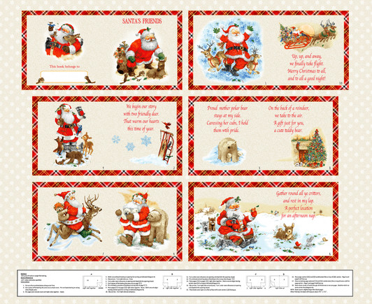 Father Christmas Santas Friends 1156P-44 Cotton Quilting Fabric Book Panel Father Christmas Santas Friends 1156P-44 Cotton Quilting Fabric Book Panel