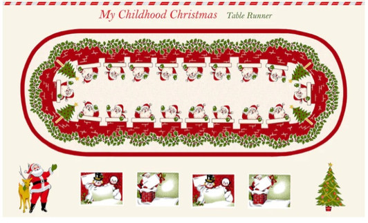 My Childhood Christmas Table Runner 1411P-86 Cotton Quilting Fabric Panel