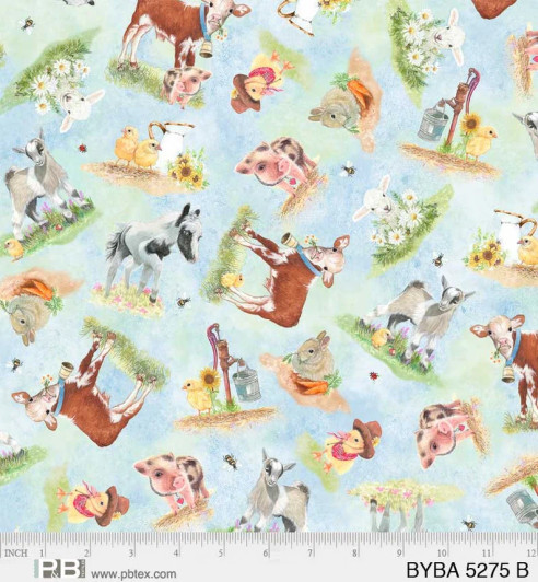 Barnyard Babies Farmyard Babies Tossed Blue BYBA5275-B Cotton Quilting Fabric Barnyard Babies Farmyard Babies Tossed Blue BYBA5275-B Cotton Quilting Fabric