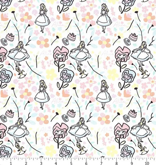 Disney Alice in Wonderland III Forest White 85020401-01 Cotton Quilting Fabric Disney Alice in Wonderland III Forest White 85020401-01 Cotton Quilting Fabric