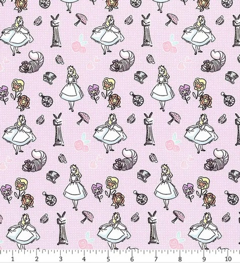 Disney Alice in Wonderland III Cosy Lilac 85020404-01 Cotton Quilting Fabric Disney Alice in Wonderland III Cosy Lilac 85020404-01 Cotton Quilting Fabric