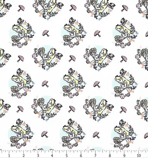 Disney Alice in Wonderland III Time For Tea White 85020405-01 Cotton Quilting Fabric Disney Alice in Wonderland III Time For Tea White 85020405-01 Cotton Quilting Fabric