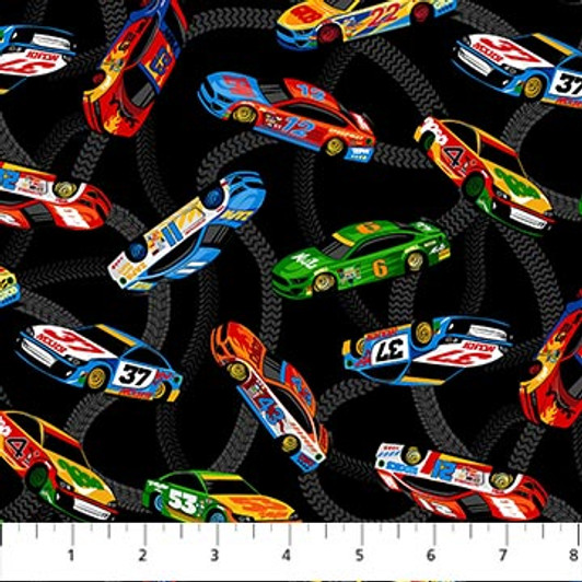 Racing Cars Turbo Speed Racing Cars Tossed Black 25109-99 Cotton Quilting Fabric Racing Cars Turbo Speed Racing Cars Tossed Black 25109-99 Cotton Quilting Fabric