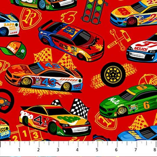 Racing Cars Turbo Speed Racing Cars Large Red Multi 25108-24 Cotton Quilting Fabric Racing Cars Turbo Speed Racing Cars Large Red Multi 25108-24 Cotton Quilting Fabric